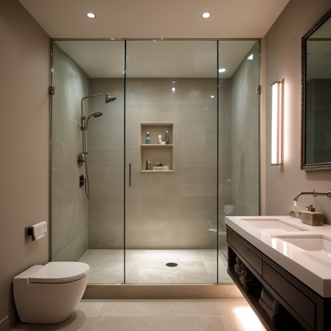 Custom glass shower panels from All Team Glass & Mirror Ltd. in Woodbridge, Ontario